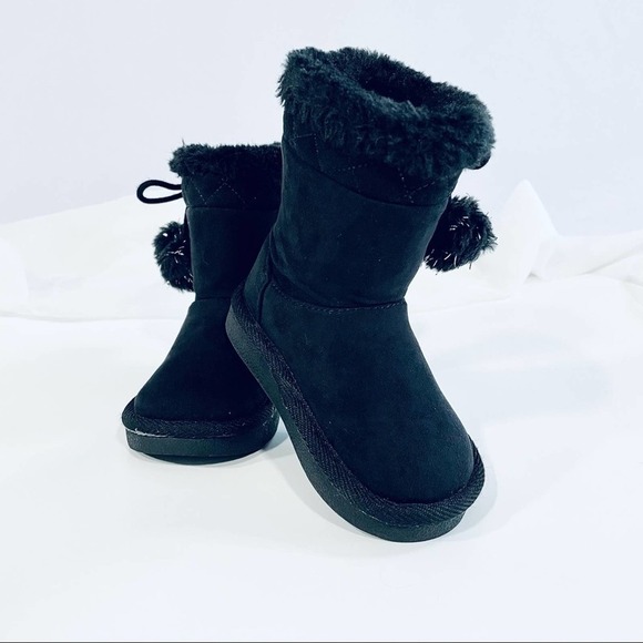 CITY Streets Baby Toddler Black Faux Fur Boots Size 5 Months Winter Girl - Picture 8 of 10